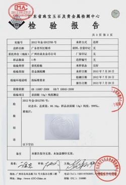 广东省某师纪念银币检测报告